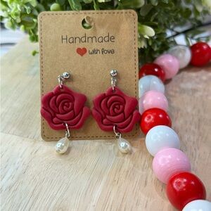 Red Rose Handmade Earrings